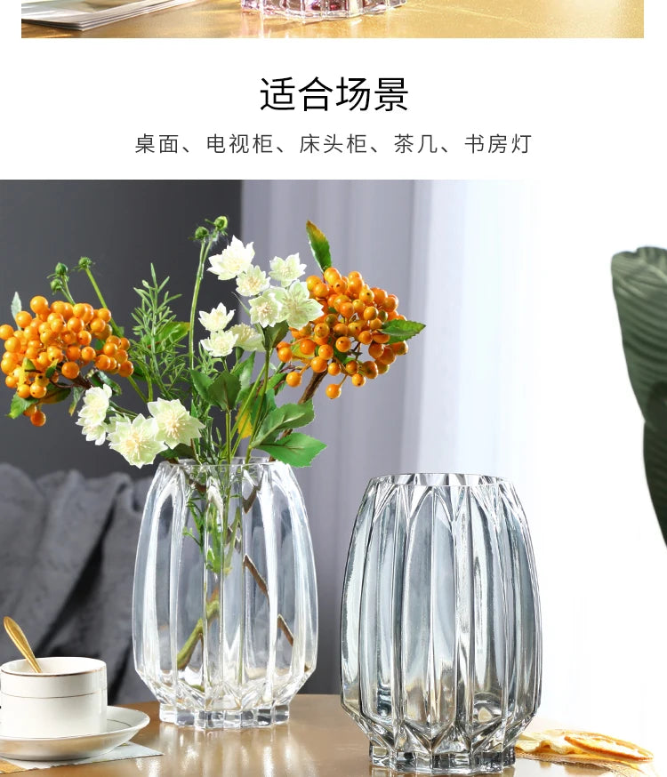 Nordic simple large glass vase transparent color