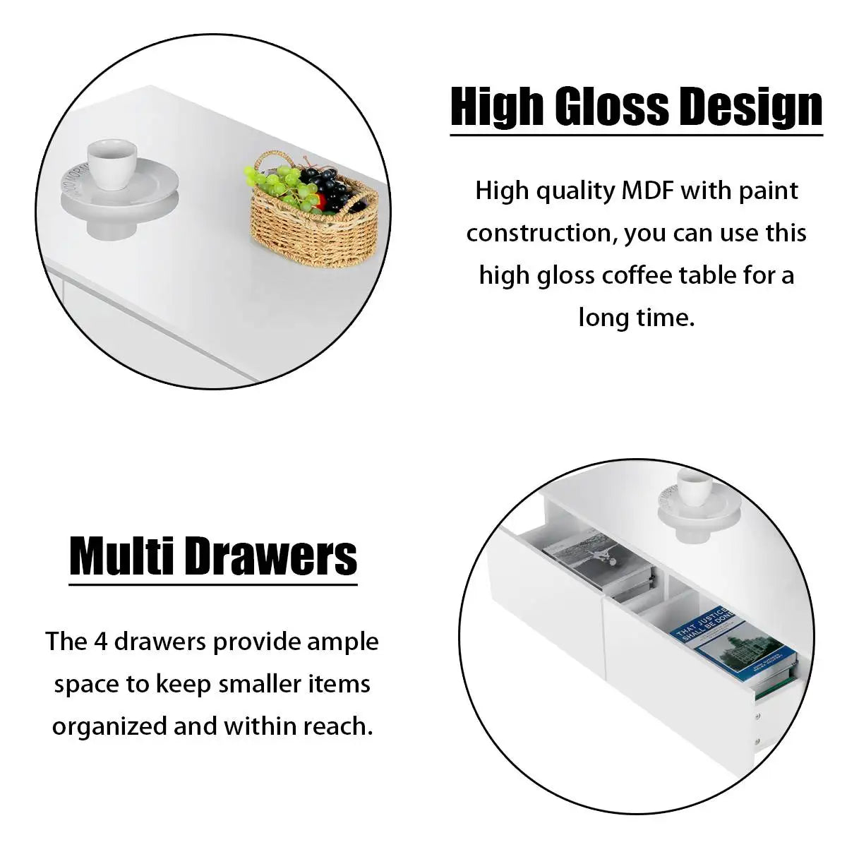 Coffee Table w/4 Drawer Storage  & Sofa Side Table