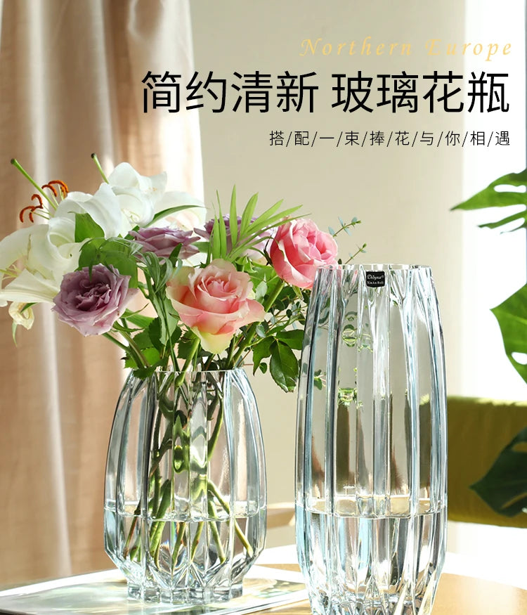 Nordic simple large glass vase transparent color
