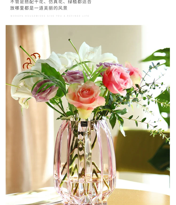 Nordic simple large glass vase transparent color