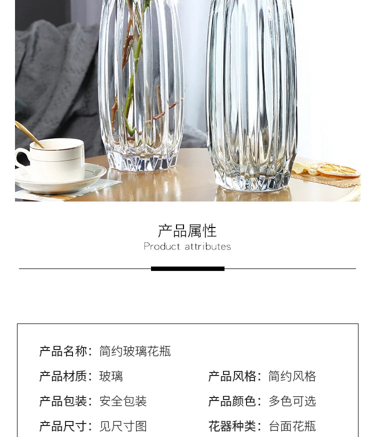 Nordic simple large glass vase transparent color