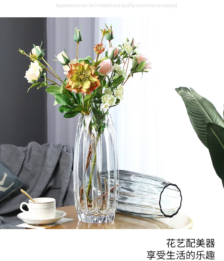 Nordic simple large glass vase transparent color