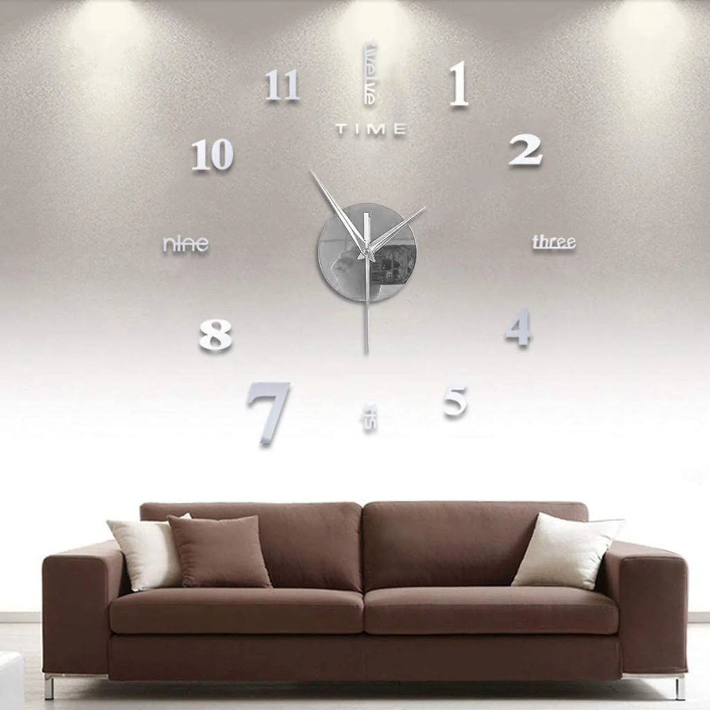 Large Frameless Clock 3d Mirror Wall Surface Sticker