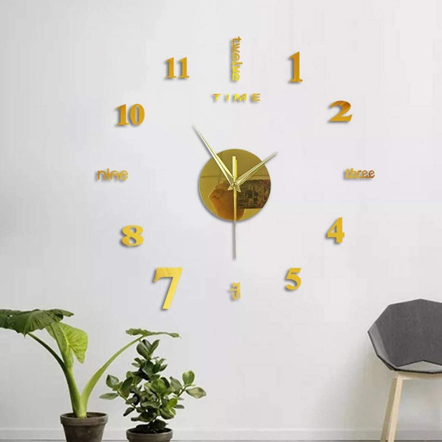 Large Frameless Clock 3d Mirror Wall Surface Sticker