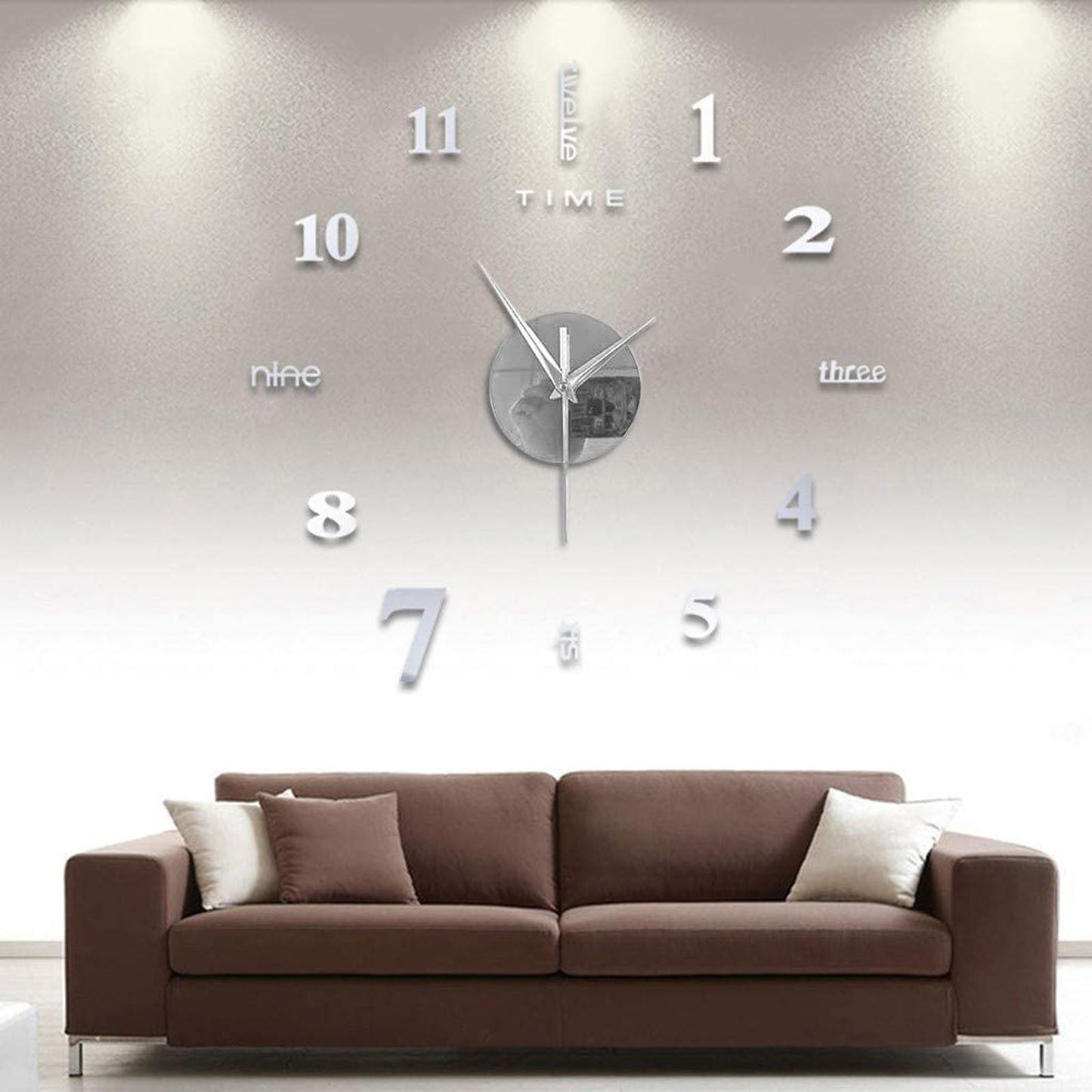 Large Frameless Clock 3d Mirror Wall Surface Sticker