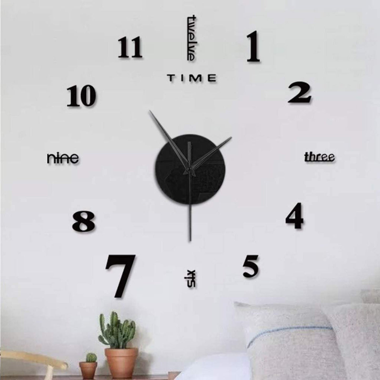 Large Frameless Clock 3d Mirror Wall Surface Sticker