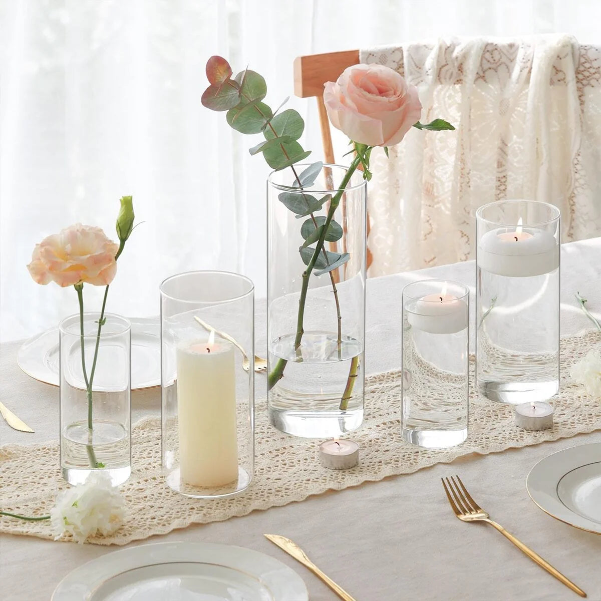 Glass Cylinder Vases Florals Container Flower Vase