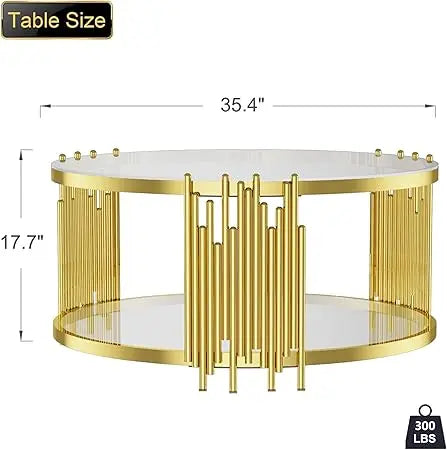 Round Modern Table, Gold Stainless Steel Metal Leg