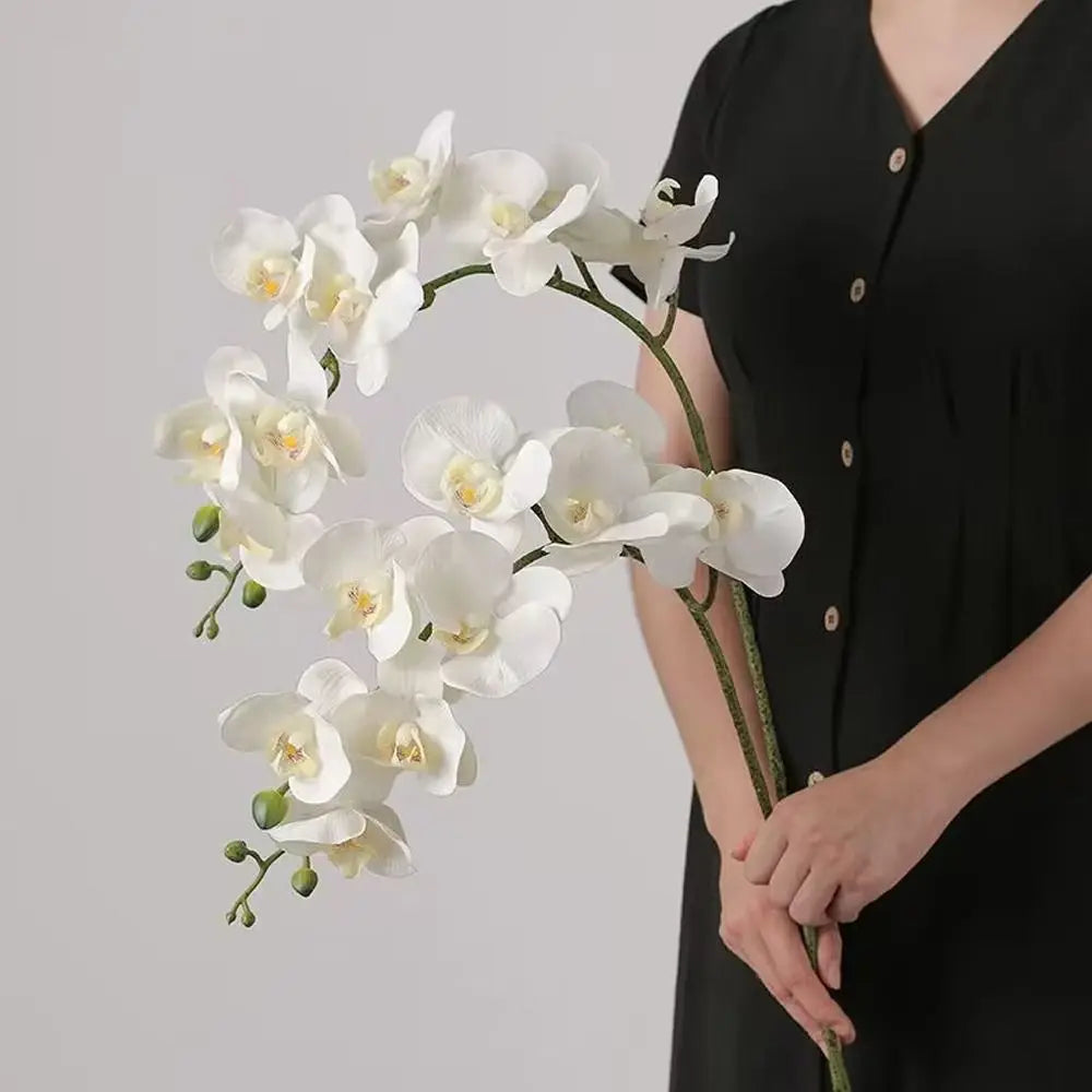 9-Heads 69cm Artificial Butterfly Orchid Fake 3D Phalaenopsis Simulation Flower Real Touch Plants Wedding Home Decoration