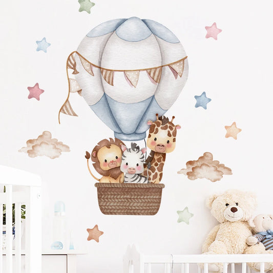 Watercolor Cartoon Air Balloon Nursery Wall Decals
