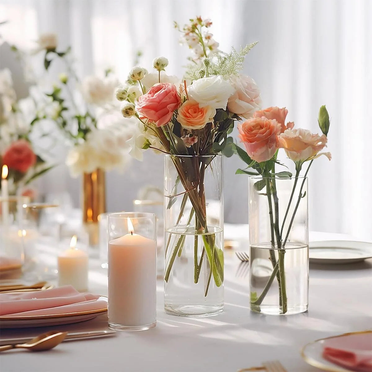 Glass Cylinder Vases Florals Container Flower Vase