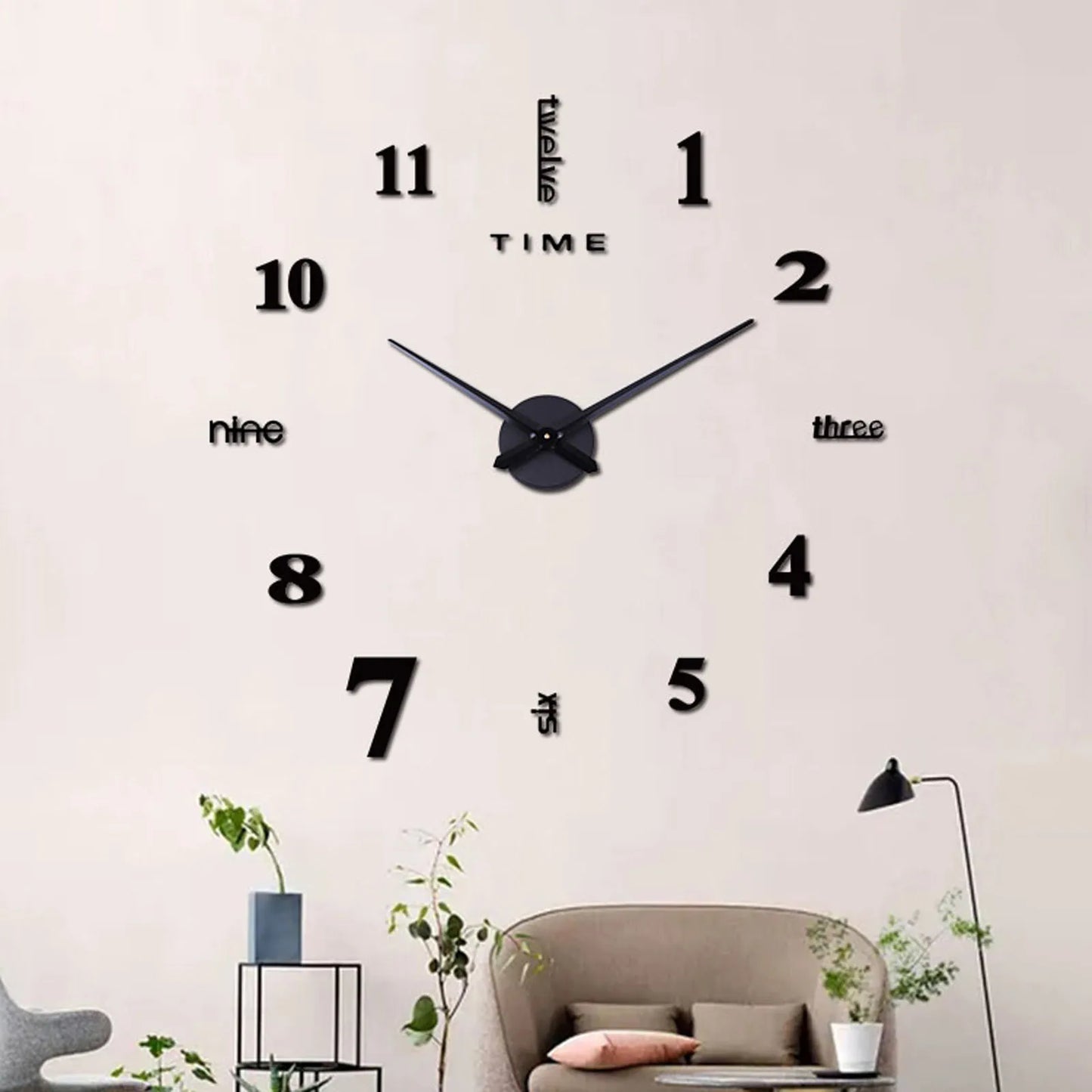 Large Frameless Clock 3d Mirror Wall Surface Sticker