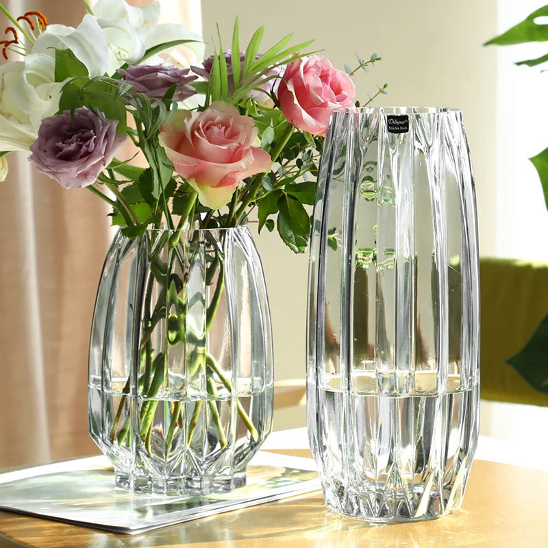 Nordic simple large glass vase transparent color