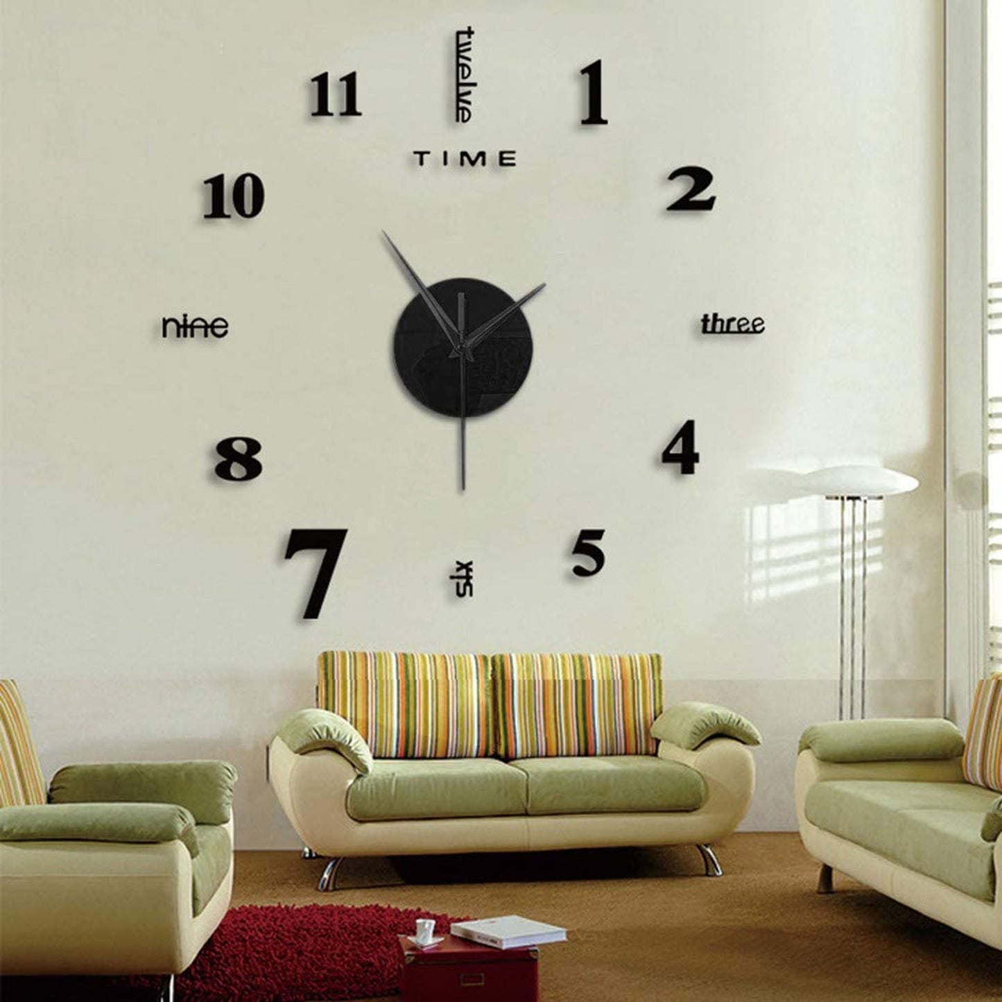 Large Frameless Clock 3d Mirror Wall Surface Sticker
