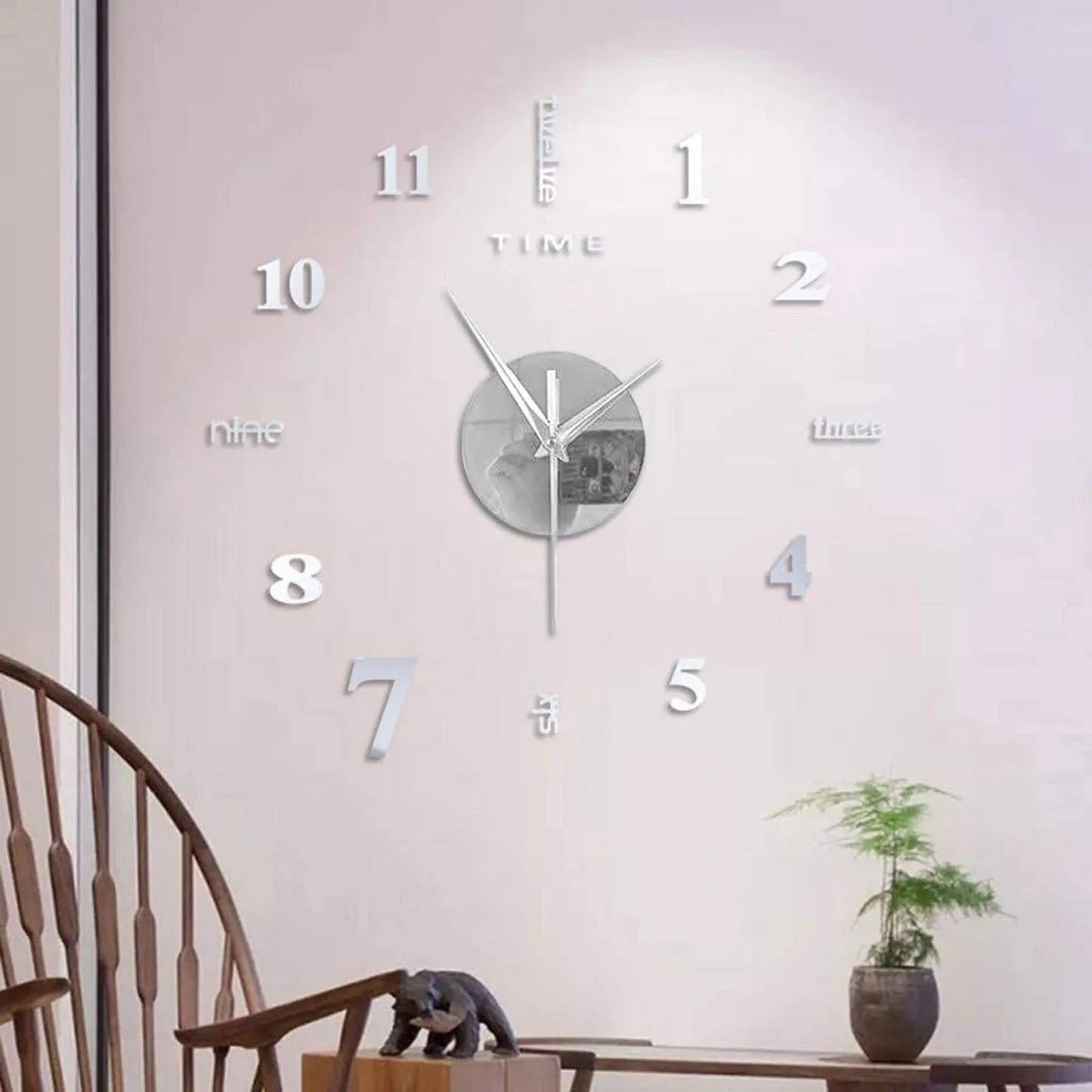 Large Frameless Clock 3d Mirror Wall Surface Sticker