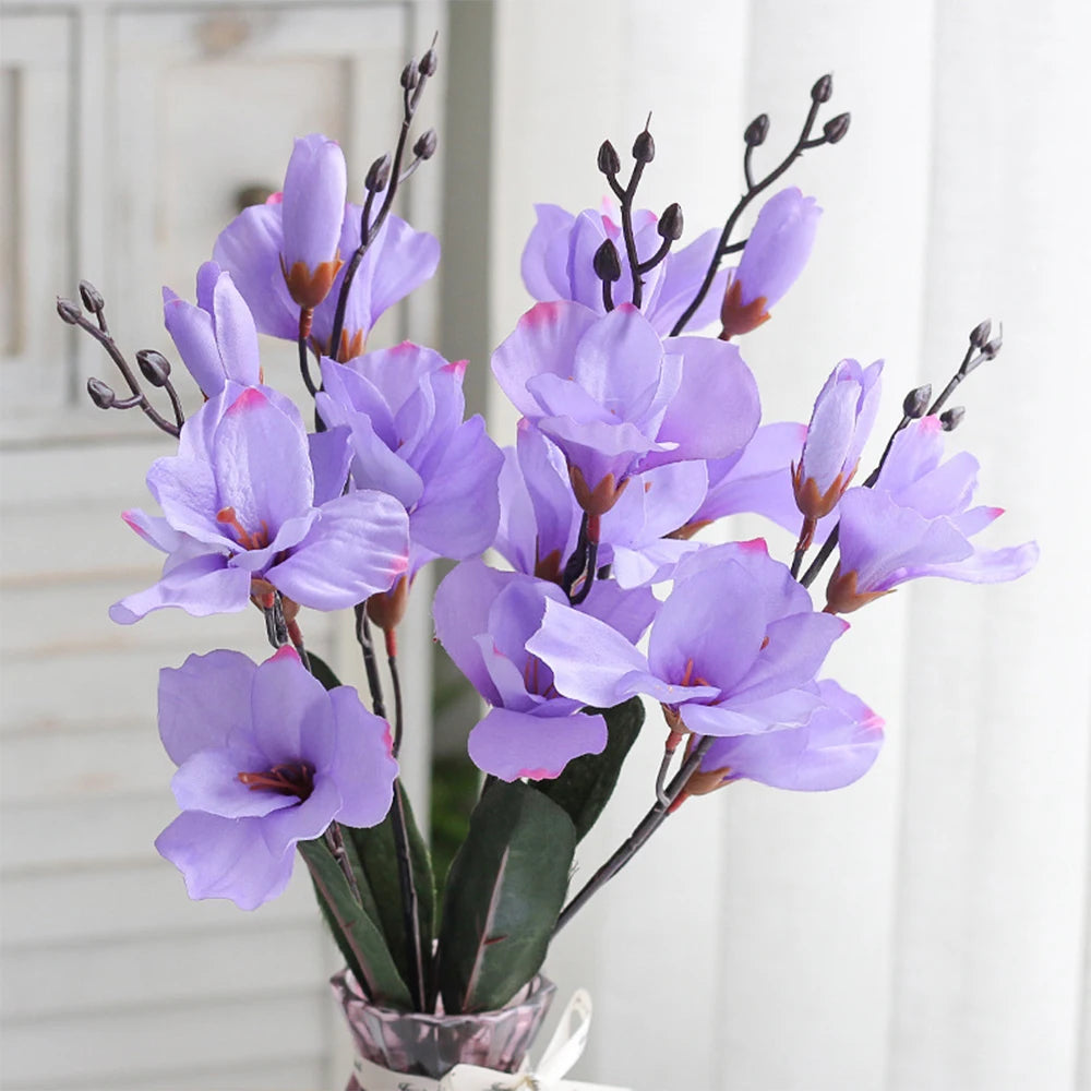 5 Branch Orchid Artificial Magnolia Plant Bouquet Flower
