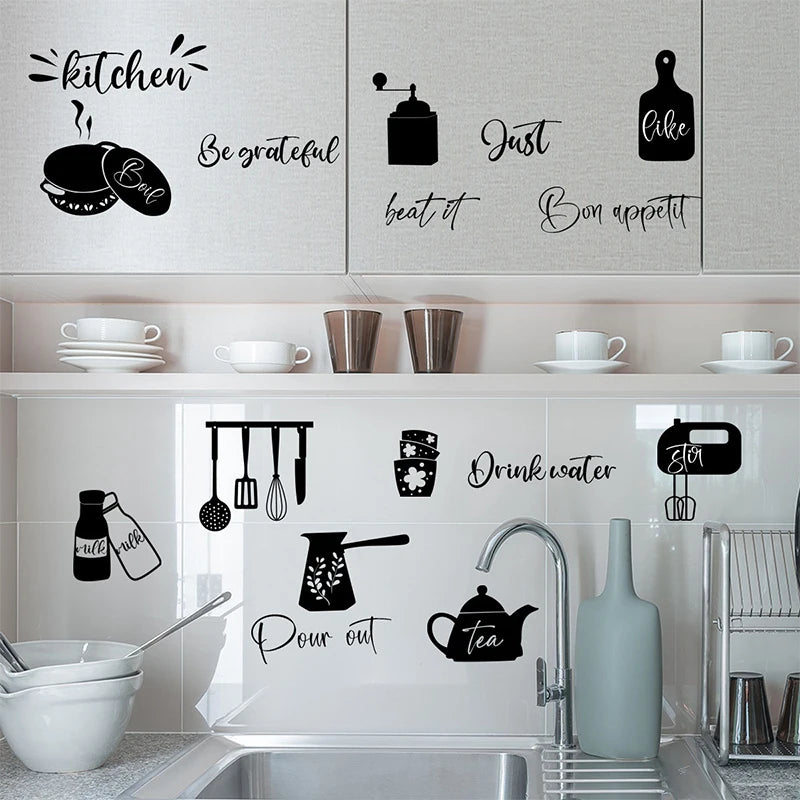 Creative wall stickers for food tableware kitchen layout self-adhesive new