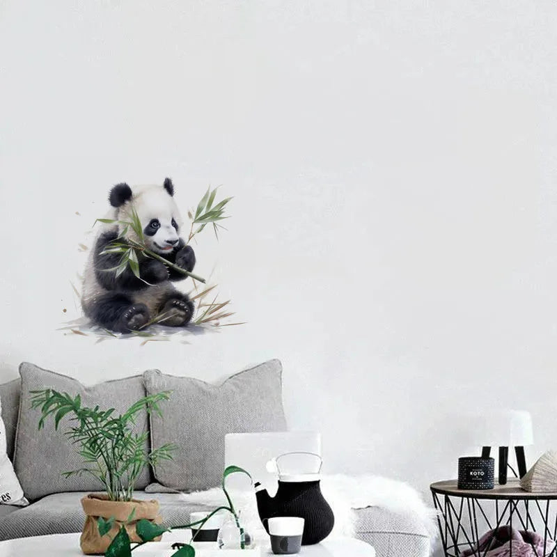 C76# Watercolor panda wall stickers children' background