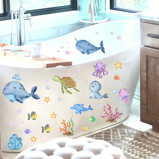 1Pc Whales Turtles Dolphins Cartoon Marine Animal Wall