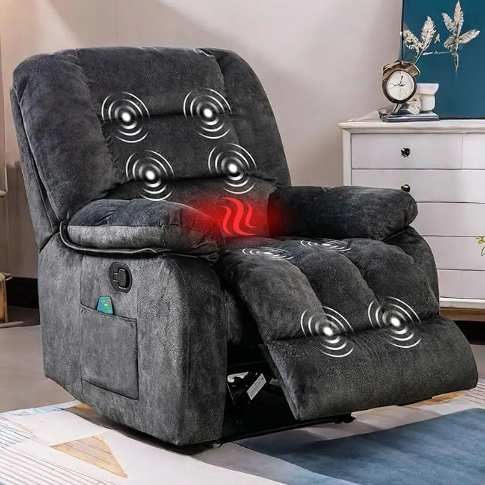 Overstuffed Massage Recliner Chairs with Heat and Vibration