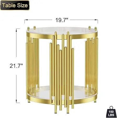 Round Modern Table, Gold Stainless Steel Metal Leg