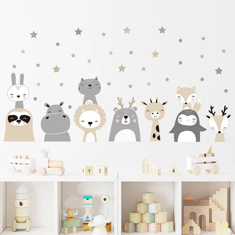 1Pc Cute Lion Bunny Forest Animals Wall Stickers