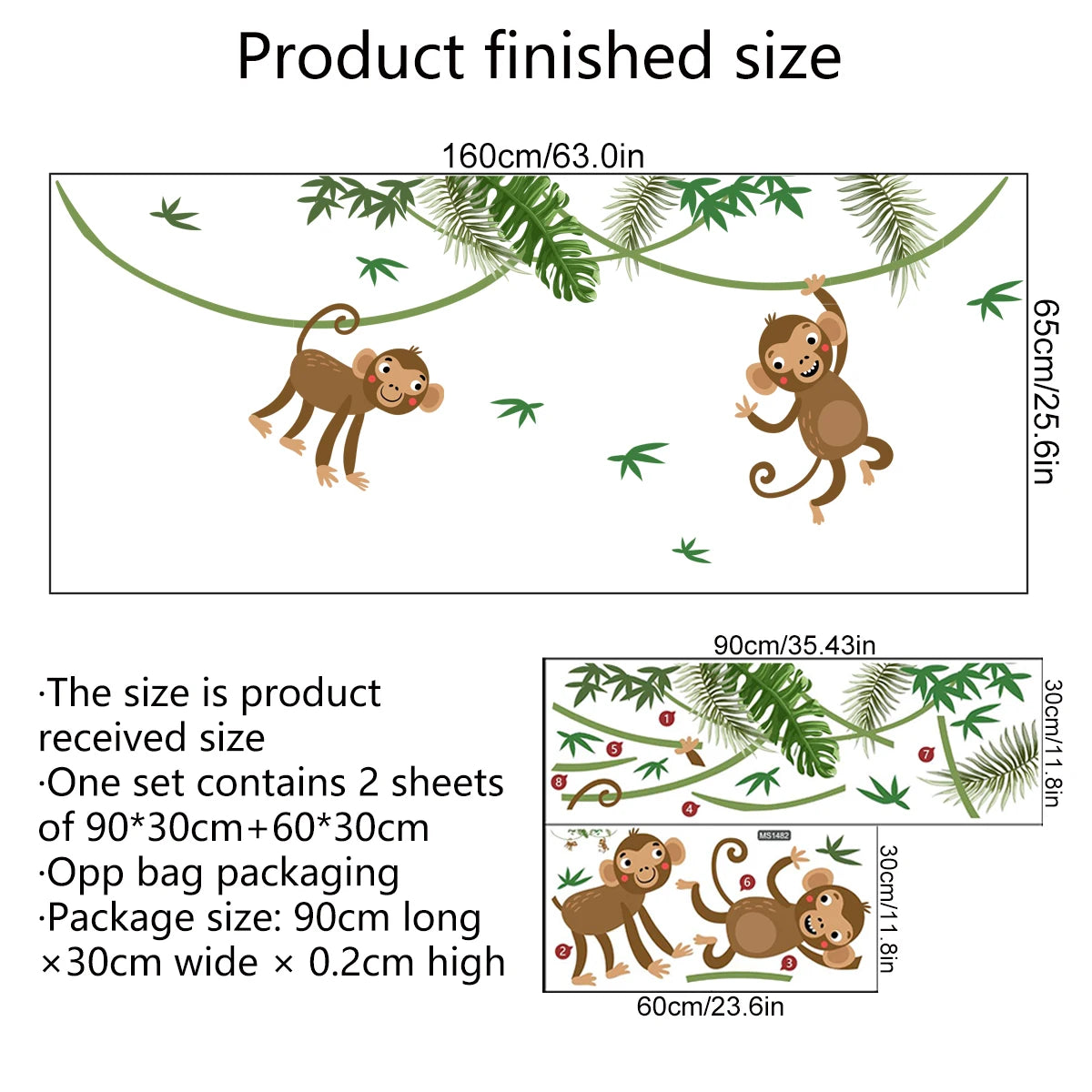 Large Funny Jungle Giraffe Zebra Monkey Door Decor Wall Decals