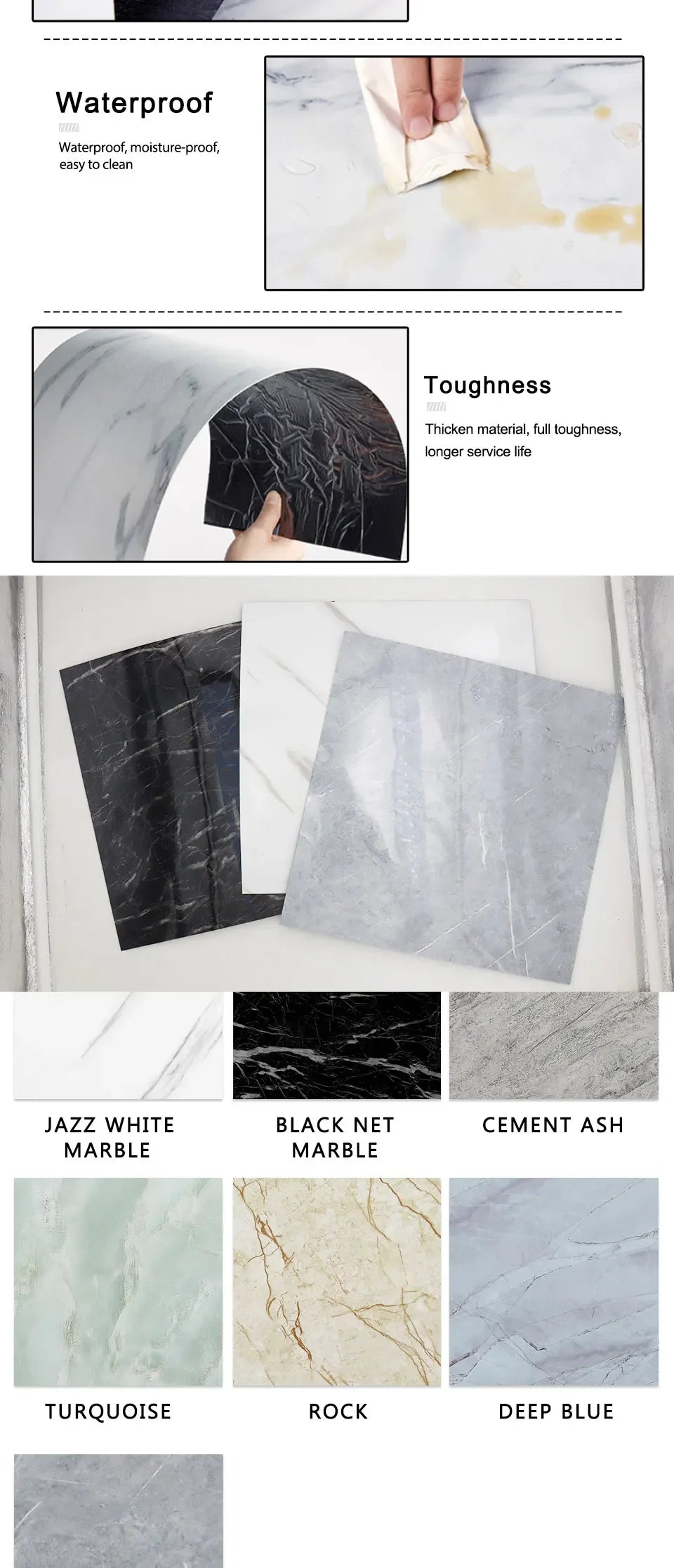 20pc PVC Imitation Marble Wall Stickers Self-adhesive Floor Stickers 30*30cm Waterproof Bathroom living Room Decoration Decals