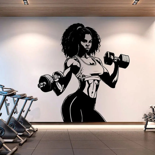 Gym Wall Decal Afro  CrossfitGirl Wall Sticker