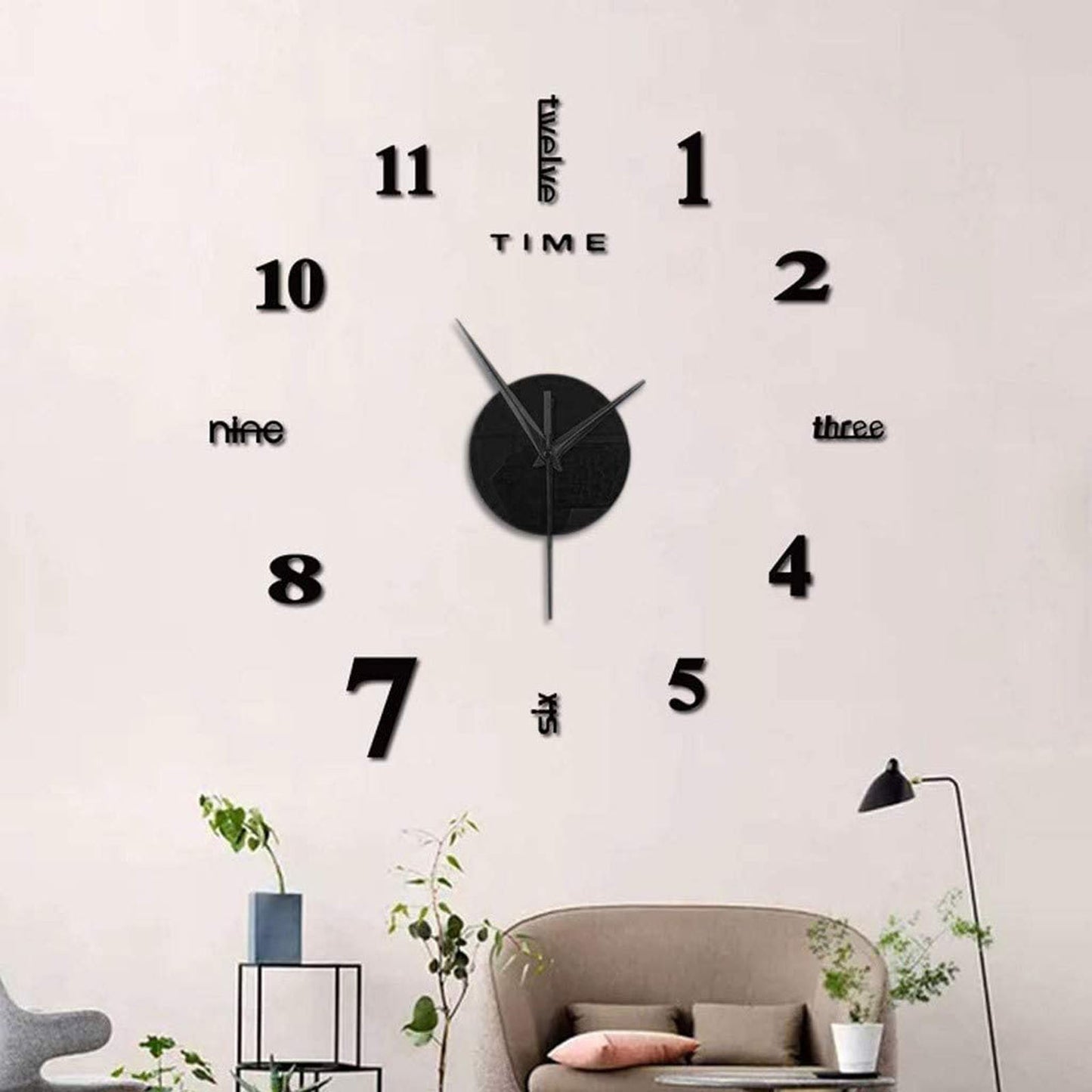 Large Frameless Clock 3d Mirror Wall Surface Sticker