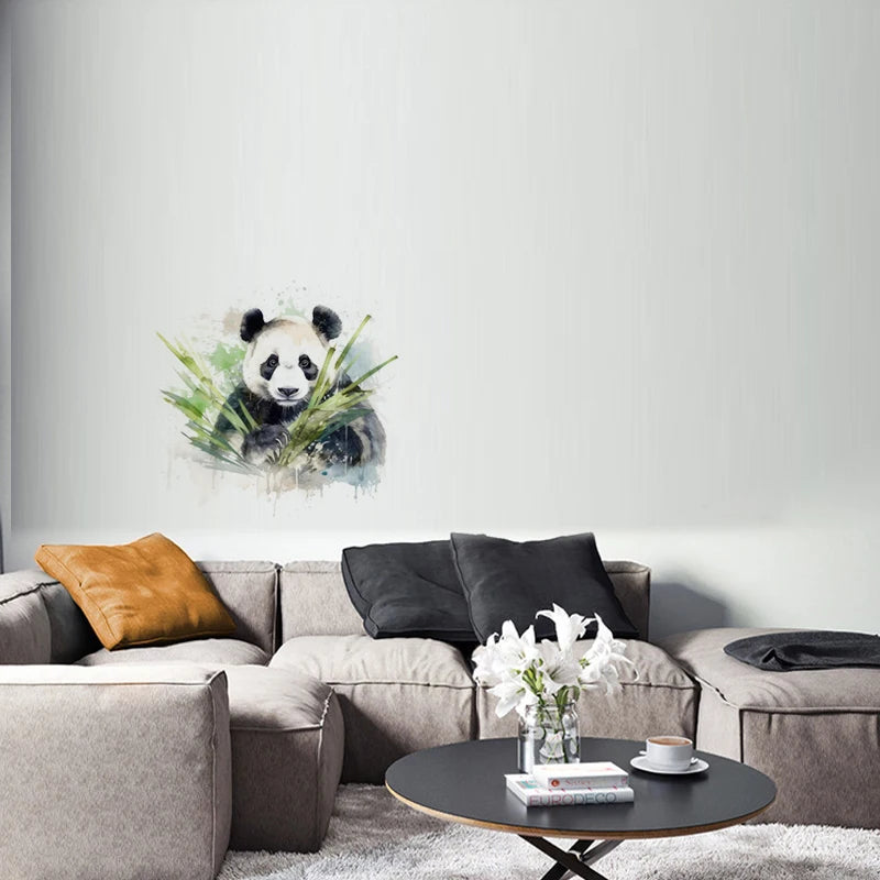 C76# Watercolor panda wall stickers children' background