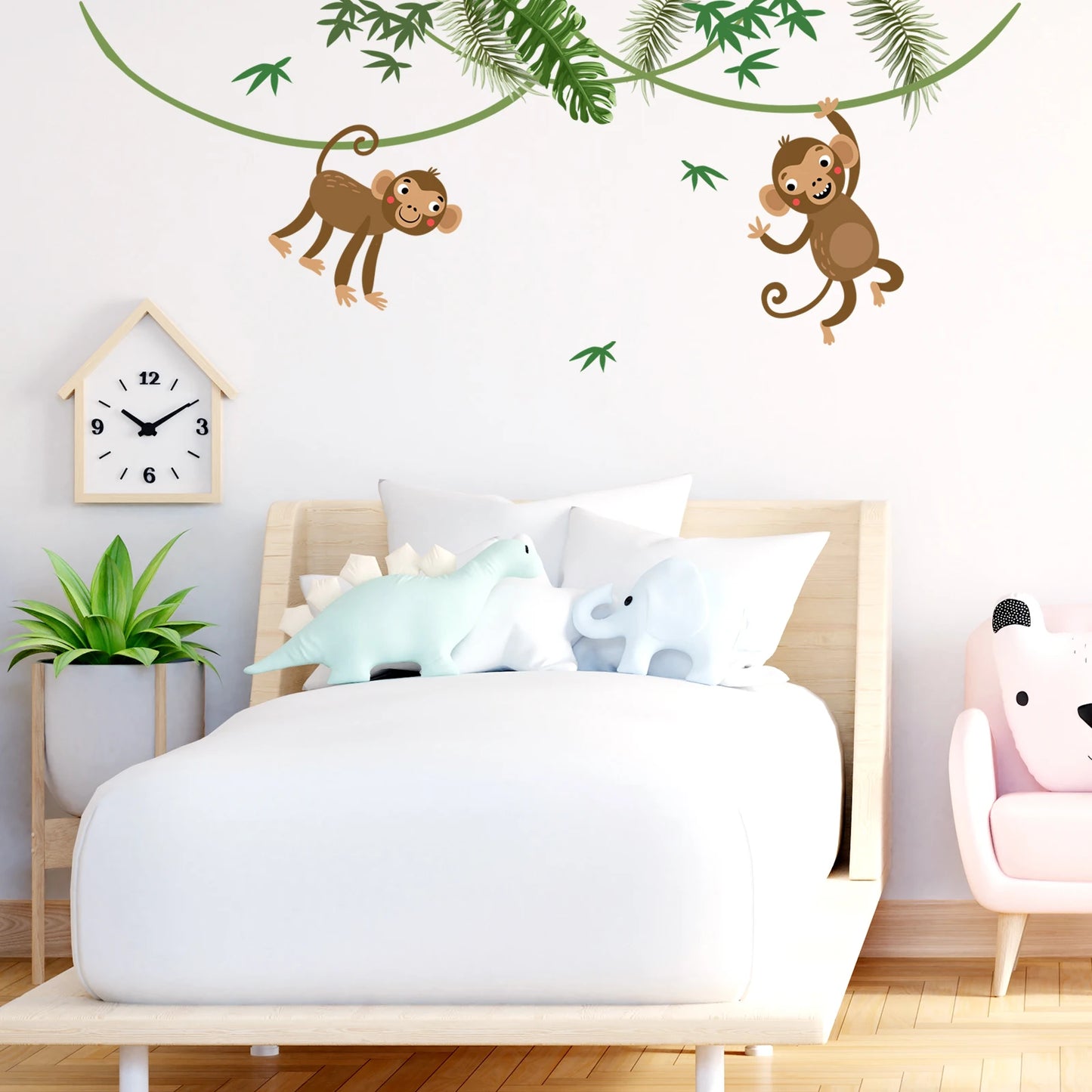 Large Funny Jungle Giraffe Zebra Monkey Door Decor Wall Decals