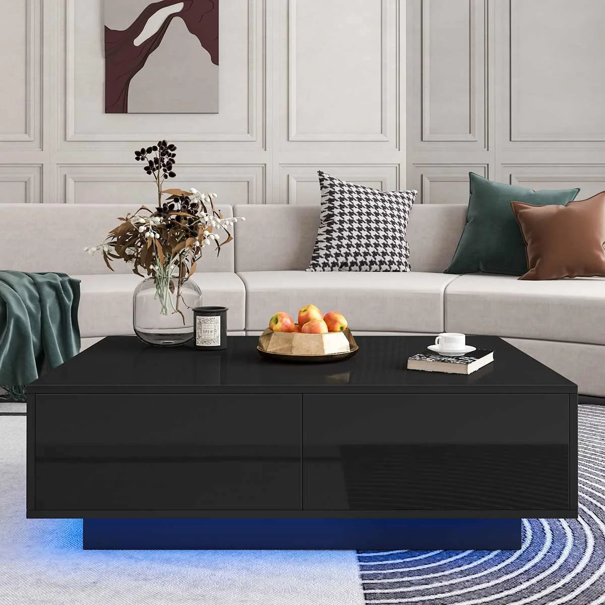 Coffee Table w/4 Drawer Storage  & Sofa Side Table