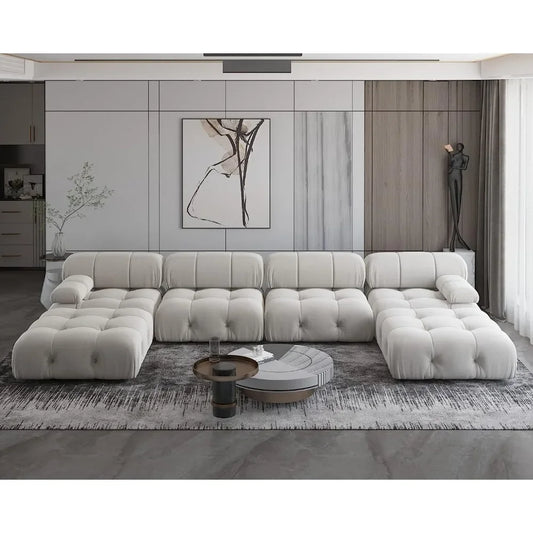 138" Modular Sectional, U-Shaped Minimalist Velvet Sofas
