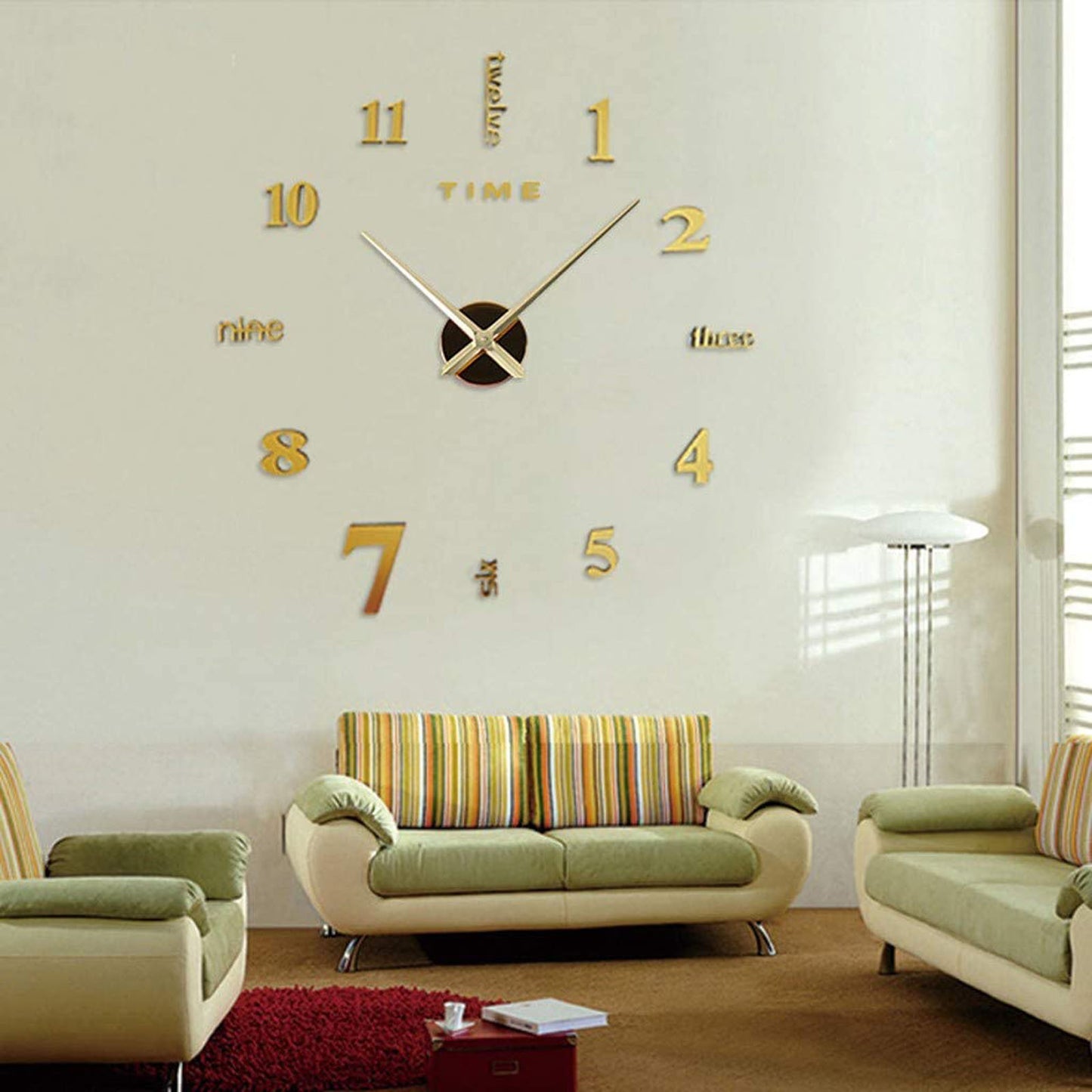 Large Frameless Clock 3d Mirror Wall Surface Sticker