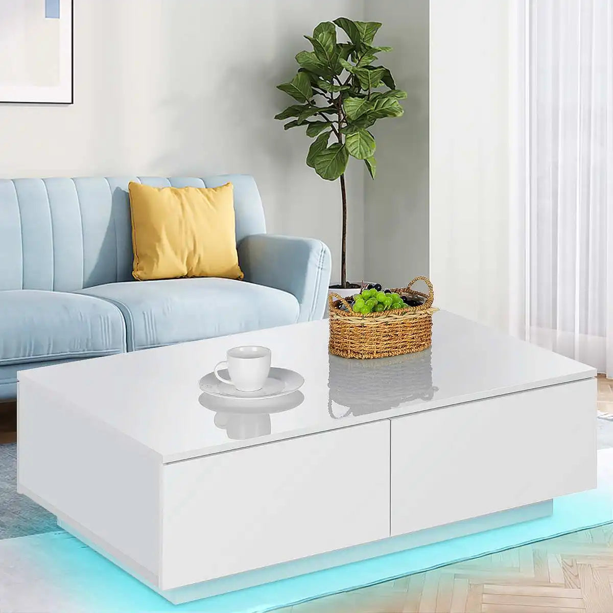 Coffee Table w/4 Drawer Storage  & Sofa Side Table