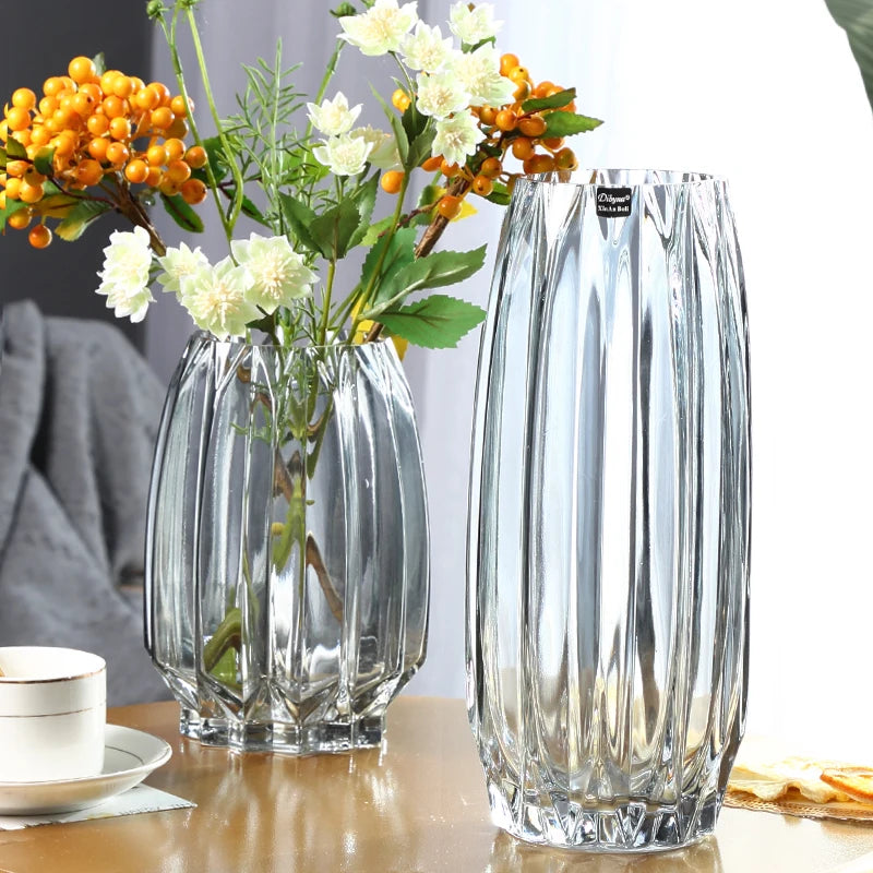 Nordic simple large glass vase transparent color