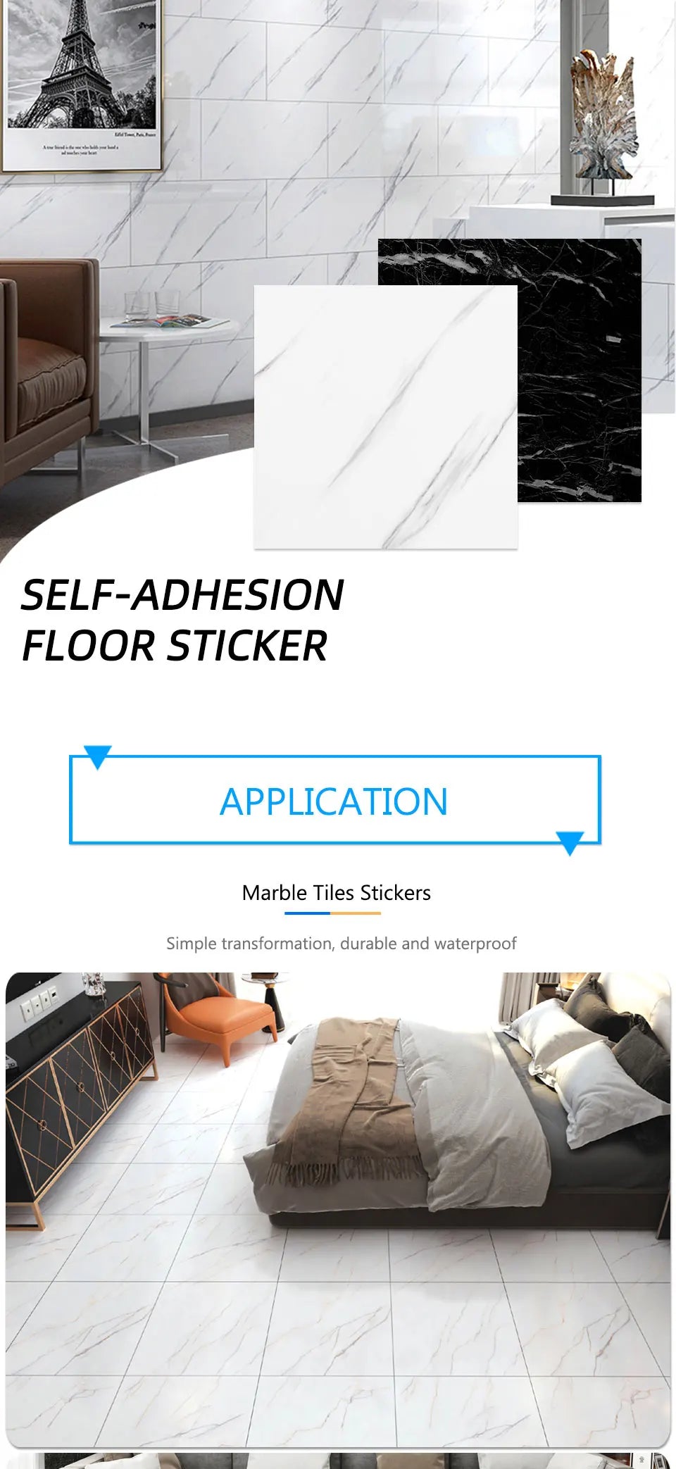10/pcs PVC Imitation Marble Wall Self-adhesive Waterproof