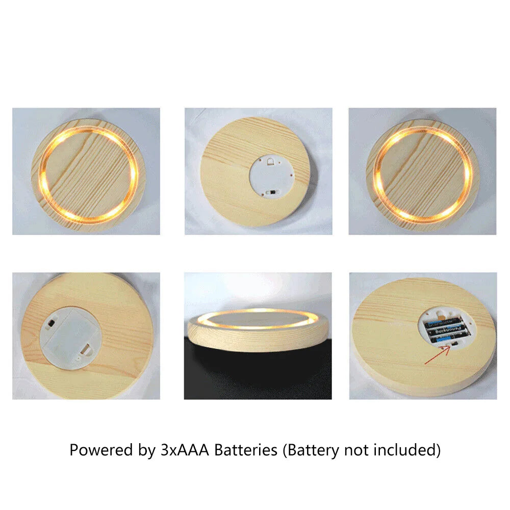 Glass Dome Wooden Base With LED Light Landscape Vase Dry Flower Cloche Cover DIY Succulent Plants Container Holder Bedroom Decor