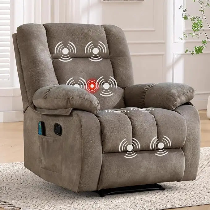 Overstuffed Massage Recliner Chairs with Heat and Vibration