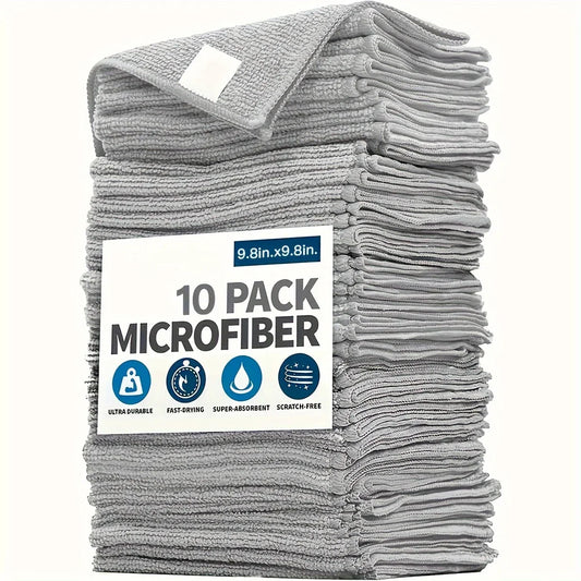 5/10/20pcs Kitchen Towel, Ultra-fine Fiber Light Gray Cleaning Cloth Set,