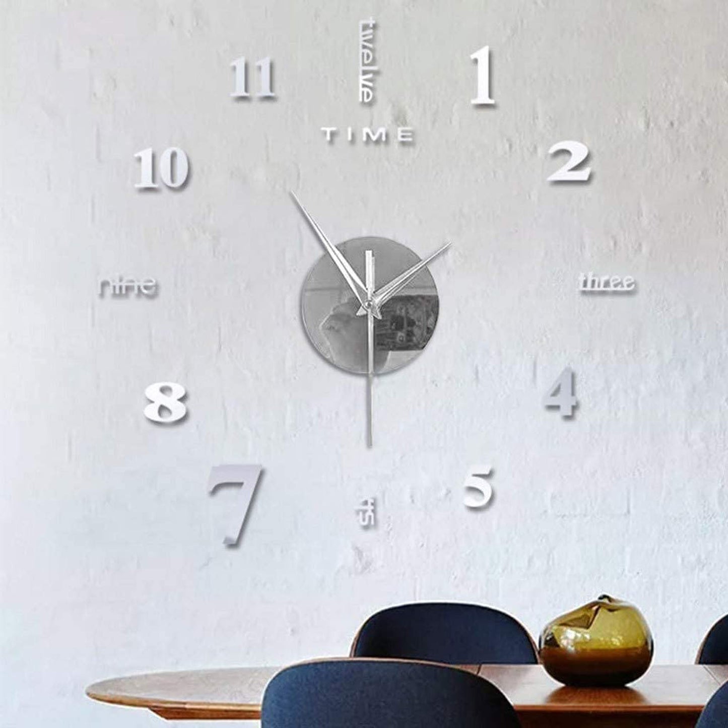 Large Frameless Clock 3d Mirror Wall Surface Sticker