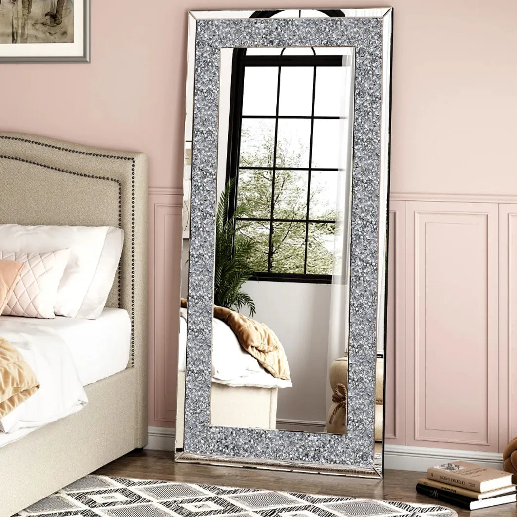 XXXL Large Diamond Decorative Wall Mirror Crushed Crystal Long
