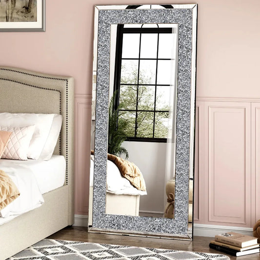 XXXL Large Diamond Decorative Wall Mirror Crushed Crystal Long