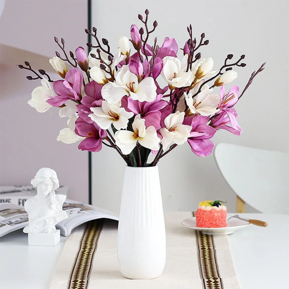 5 Branch Orchid Artificial Magnolia Plant Bouquet Flower