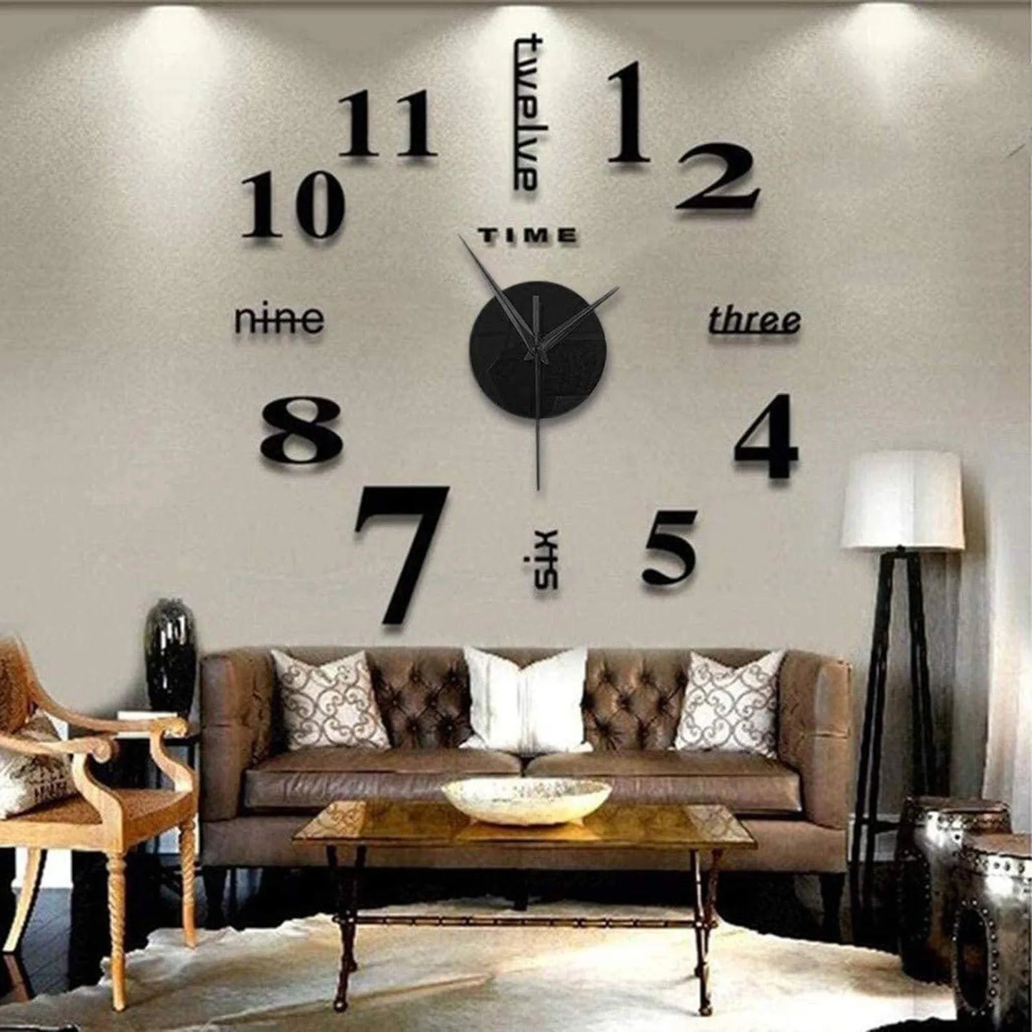 Large Frameless Clock 3d Mirror Wall Surface Sticker