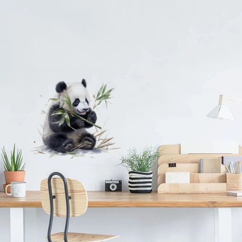 C76# Watercolor panda wall stickers children' background