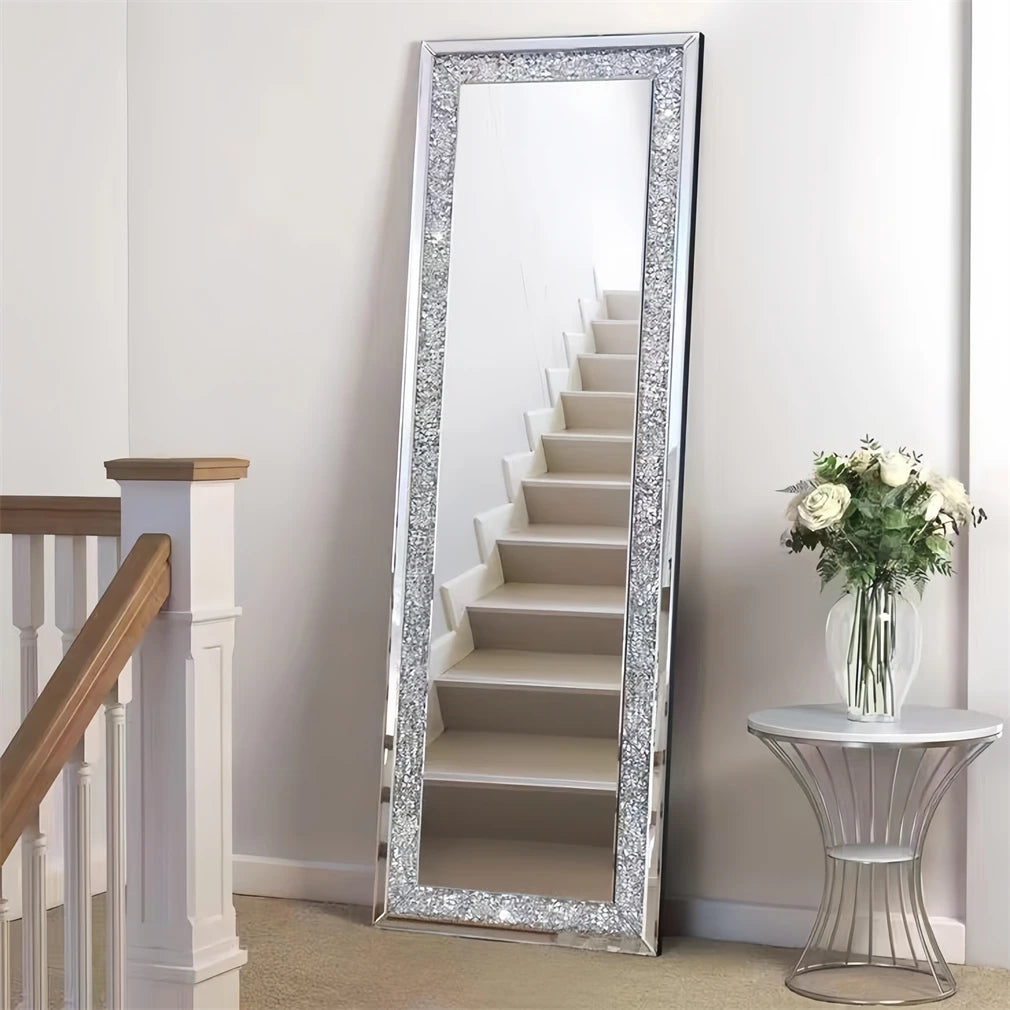 XXXL Large Diamond Decorative Wall Mirror Crushed Crystal Long