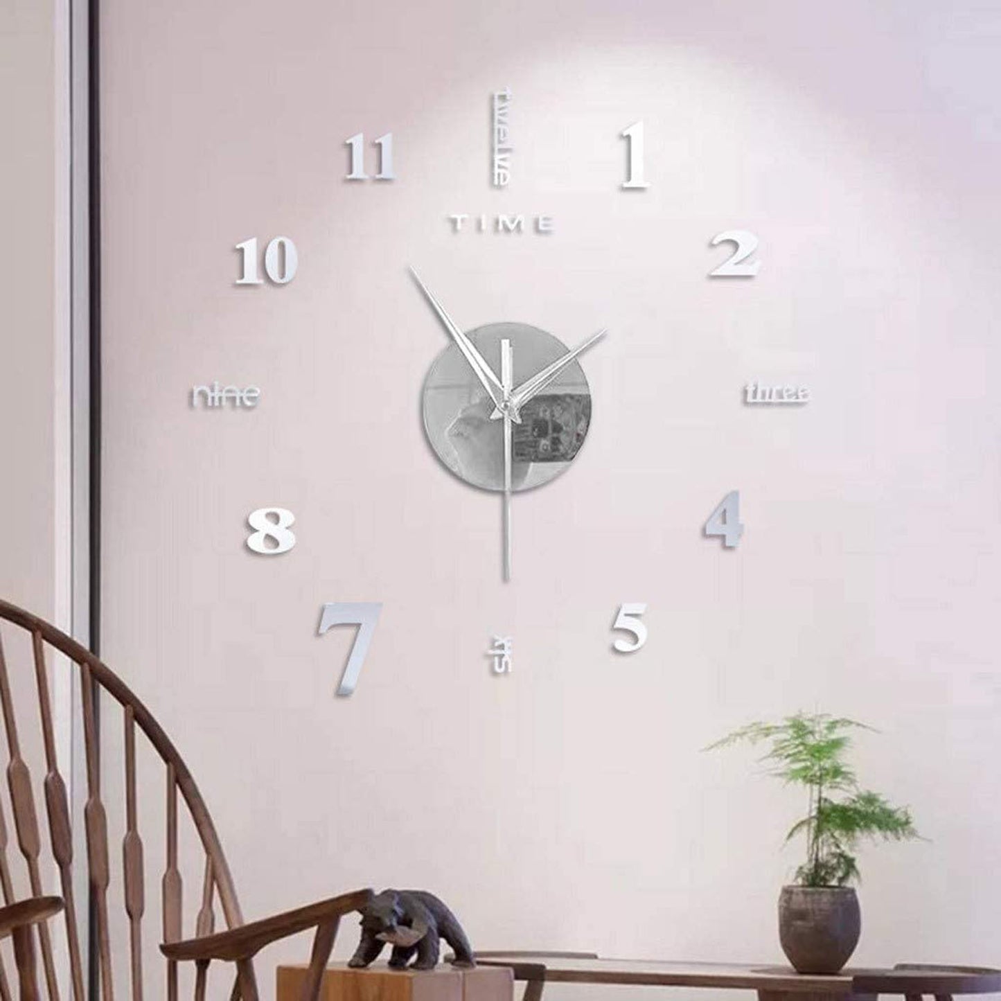 Large Frameless Clock 3d Mirror Wall Surface Sticker