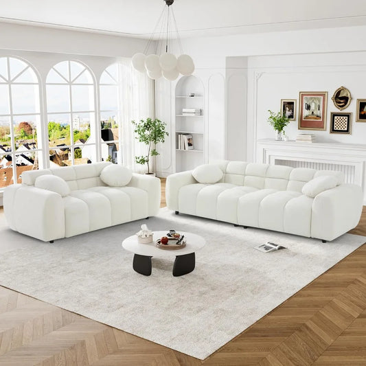 2-piece Sofa Set, Plush Cushioned Deep Seated Sofa